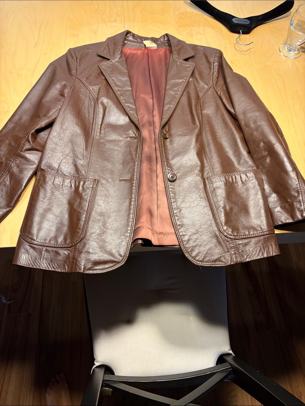 Women's Chocolate Brown Leather Blazer Jacket